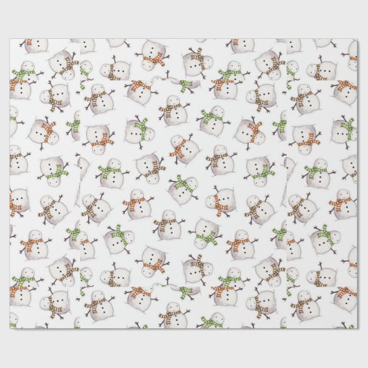 Snowman auf weißem Hintergrund Weihnachtszeit Geschenkpapier (Flach)