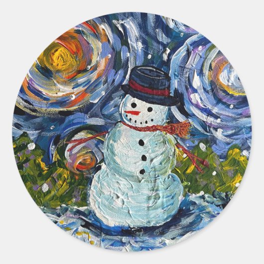 Snowman-Aufkleber-Set Runder Aufkleber (Vorderseite)