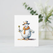 Snowman B - Wasserfarben Feiertagskarte (Stehend Vorderseite)