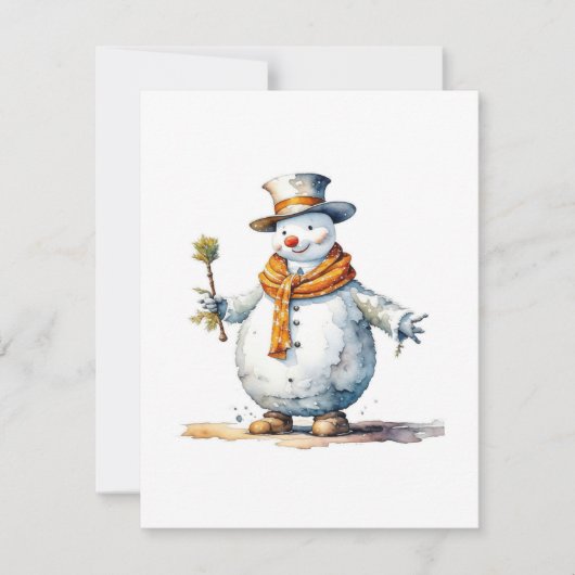 Snowman B - Wasserfarben Feiertagskarte (Vorderseite)