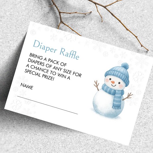 Snowman Baby Duwer Diaper Raffle Begleitkarte