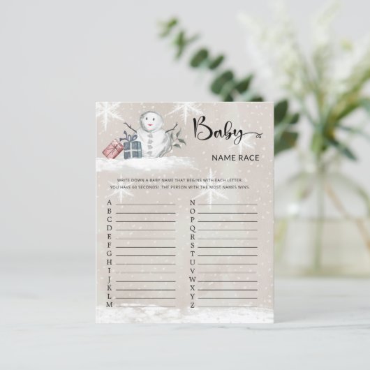 Snowman Baby Shooter Baby Name Race Game (Stehend Vorderseite)