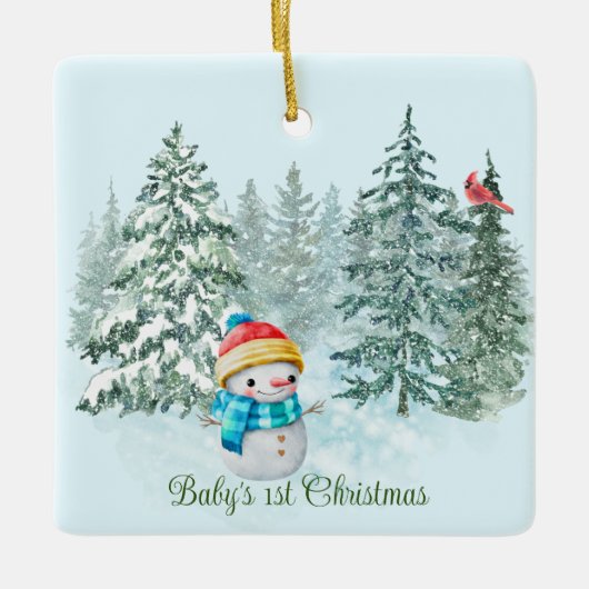 Snowman Baby's 1. Weihnachten Keramikornament (Vorderseite)
