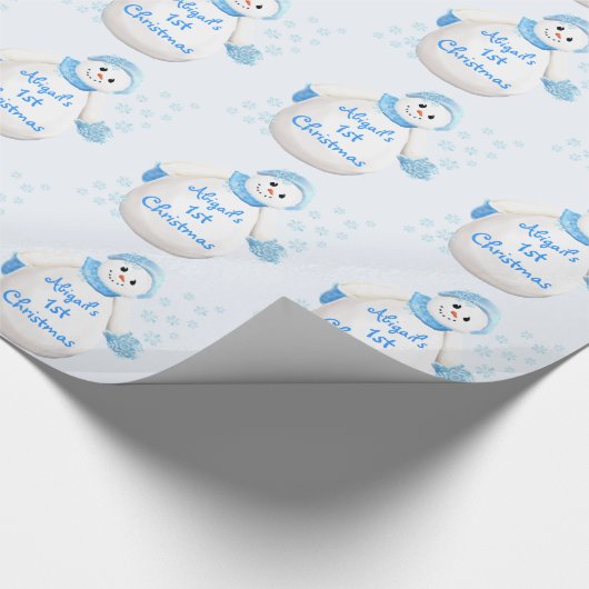 Snowman Baby's 1. Weihnachts Custom Geschenkpapier (Ecke)