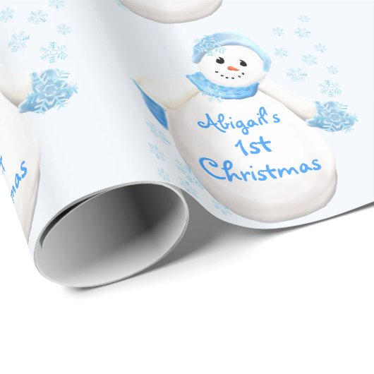Snowman Baby's 1. Weihnachts Custom Geschenkpapier (Rolleneckpunkt)