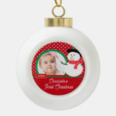Snowman Baby's First Christmas Foto Keramik Kugel-Ornament (Vorderseite)