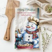 Snowman Backen Weihnachtskekse Personalisiert Geschirrtuch