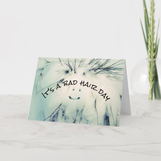 Snowman Bad Haar Tag lustige schneemelgende Schnee Karte (Vorderseite)