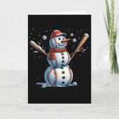 Snowman Baseball Christmas Winter Karte (Vorderseite)