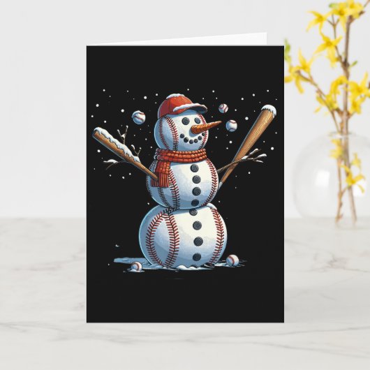Snowman Baseball Christmas Winter Karte (Gelbe Blume)