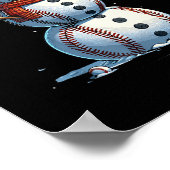 Snowman Baseball Christmas Winter  Poster (Ecke)
