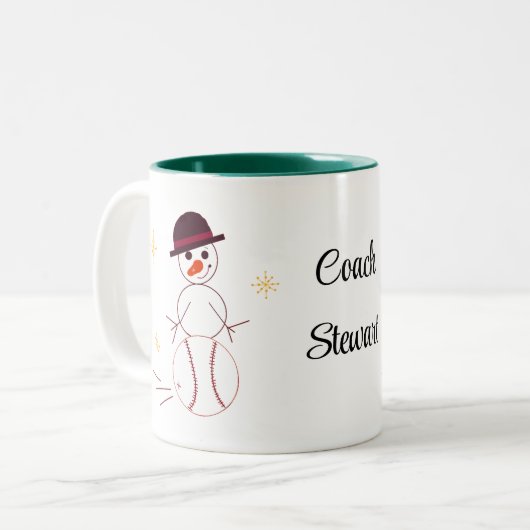 Snowman Baseball Coach Personalisiert Coffee Tasse (Vorderseite Links)
