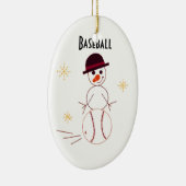 Snowman Baseball Player Keramikornament (Rechts)