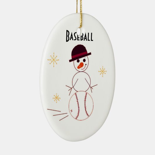 Snowman Baseball Player Keramikornament (Rechts)