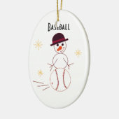 Snowman Baseball Player Keramikornament (Links)