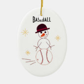 Snowman Baseball Player Keramikornament (Vorne)