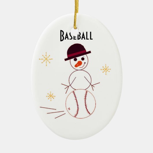 Snowman Baseball Player Keramikornament (Vorne)