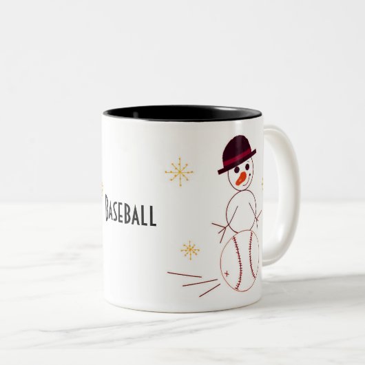 Snowman Baseball Player Zweifarbige Tasse (VorderseiteRechts)