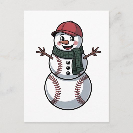 Snowman Baseball Weihnachtsfeier WeihnachtsBasebal Ankündigungspostkarte (Vorderseite)