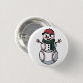 Snowman Baseball Weihnachtsfeier WeihnachtsBasebal Button (Vorne & Hinten)