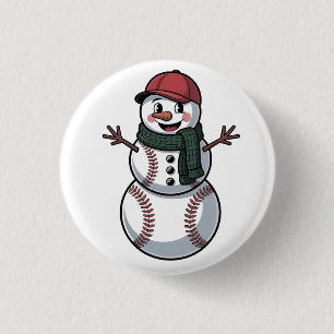 Snowman Baseball Weihnachtsfeier WeihnachtsBasebal Button