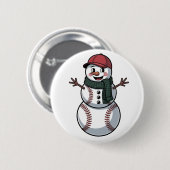 Snowman Baseball Weihnachtsfeier WeihnachtsBasebal Button (Vorne & Hinten)