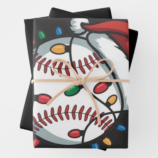 Snowman Baseball Weihnachtsfeier WeihnachtsBasebal Geschenkpapier Set (Beispiel)