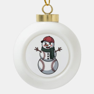 Snowman Baseball Weihnachtsfeier WeihnachtsBasebal Keramik Kugel-Ornament