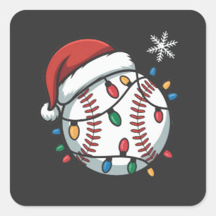 Snowman Baseball Weihnachtsfeier WeihnachtsBasebal Quadratischer Aufkleber