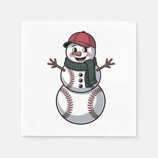 Snowman Baseball Weihnachtsfeier WeihnachtsBasebal Serviette (Vorderseite)