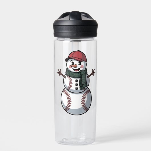 Snowman Baseball Weihnachtsfeier WeihnachtsBasebal Trinkflasche (Vorderseite)
