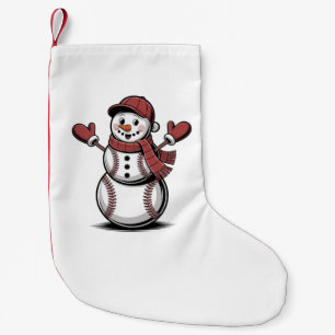 Snowman Baseball Weihnachtssportliebhaber Kleiner Weihnachtsstrumpf