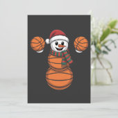 Snowman Basketbal Weihnachtsfeiertag Weihnachtsfei Feiertagskarte (Stehend Vorderseite)