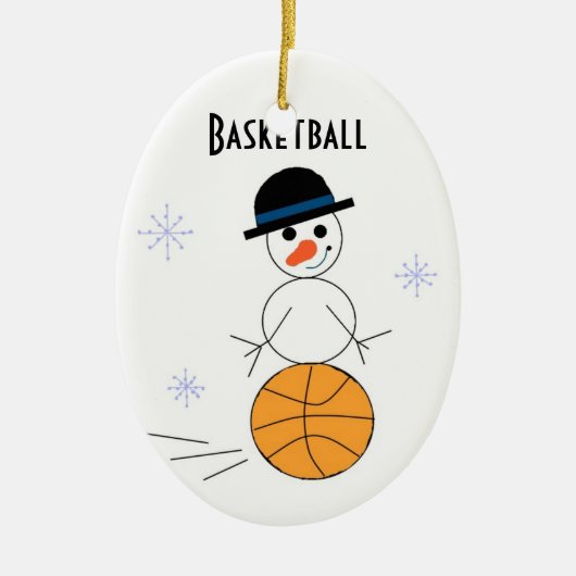 Snowman Basketball-Spieler Keramikornament (Vorne)