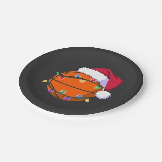 Snowman Basketball Weihnachtsfeiertag Weihnachtsfe Pappteller (Schrägansicht)