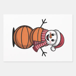 Snowman Basketball Weihnachtsliebhaber Geschenkpapier Set