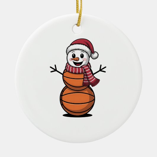 Snowman Basketball Weihnachtsliebhaber Keramik Ornament (Vorne)