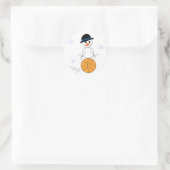 Snowman Basktball Player Runder Aufkleber (Tasche)