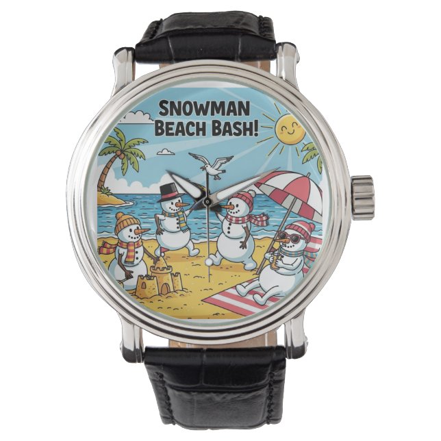 Snowman Beach Bash Armbanduhr (Vorderseite)