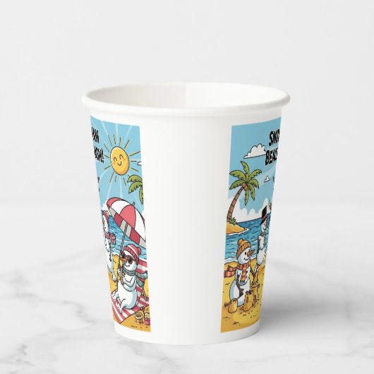 Snowman Beach Bash Pappbecher (Links)