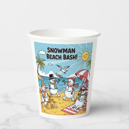 Snowman Beach Bash Pappbecher (Vorderseite)