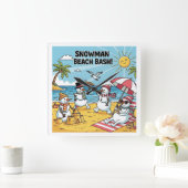 Snowman Beach Bash Quadratische Wanduhr (Zuhause)