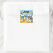 Snowman Beach Bash Quadratischer Aufkleber (Tasche)