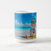 Snowman Beach Vacation Kaffeetasse (Mittel)