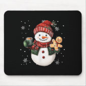 Snowman Beanie Coffee Latte Ginggerbread Merry Chr Mousepad (Vorne)