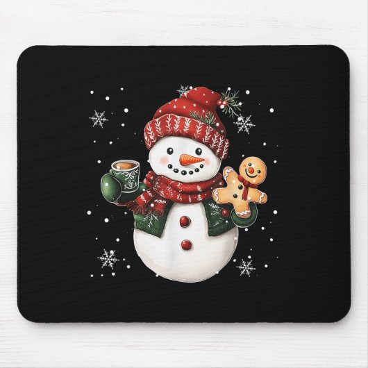 Snowman Beanie Coffee Latte Ginggerbread Merry Chr Mousepad (Vorne)