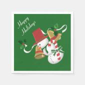 Snowman Bells Weihnachten Serviette (Vorderseite)