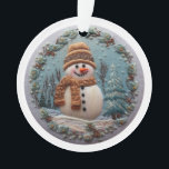 Snowman bestickt ornament<br><div class="desc">Der Stickereieffekt macht diesen Schneemann zu einem atemberaubenden Ornament für Ihren Weihnachtsbaum oder ein Weihnachtsgeschenk. Fügen Sie einen Namen auf der Vorderseite, die Sie gewollt, um zu personalisieren!</div>