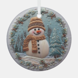 Snowman bestickt ornament aus glas