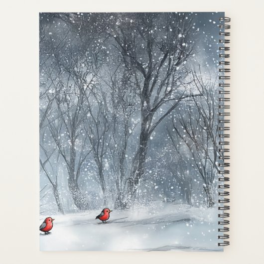 Snowman bietet Liebe mit einem großen Herz Planer (Rückseite)